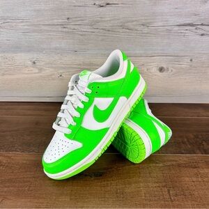 Nike Dunk Low White & Neon Green Low-Top Sneakers